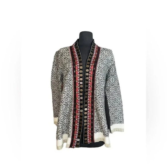 Soft Surroundings Open Front Cardigan embroidered boho | Medium - Picture 1 of 6